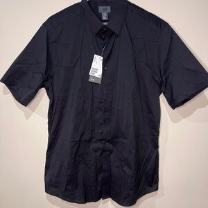 H&M Men’s Black Slim fit Short Sleeve Button Up shirt Size L